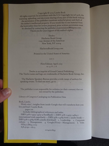 Work Rules!: Insights From Inside Google That Will Transform (Usado)