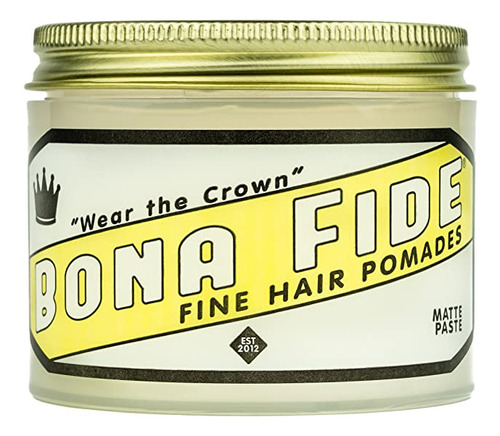 Pomada Bona Fide, Pasta Mate 4 Oz.