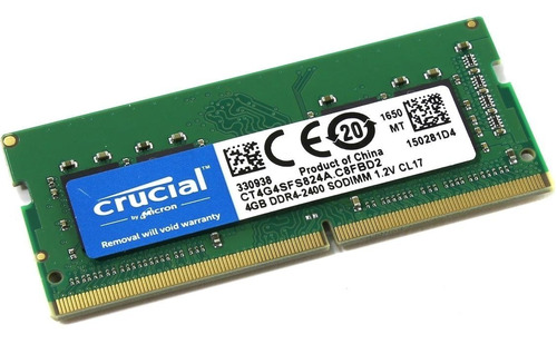 Memoria Notebook Sodimm 4gb 2400mhz Crucial Cl17 Netobook