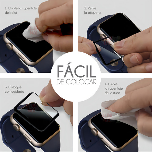 3x2 Mica Cristal Templado Curva Para Apple Watch De 38mm Diámetro 38 Mm