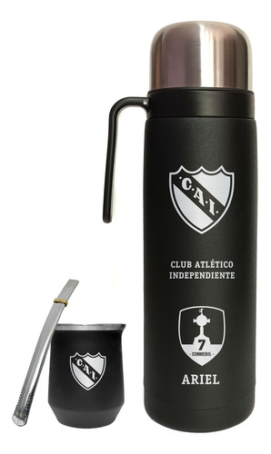 Kit Termo, Mate Y Bombilla, Personalizado Día Del Padre Negro