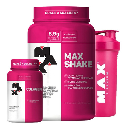 Kit P/ Mulher: Max Shake Feminino + Colageno - Max Titanium 