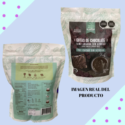 Paq Gotas Chocolate Semiamargo SinazĂșcar 70% Cacao Cacep 1kg