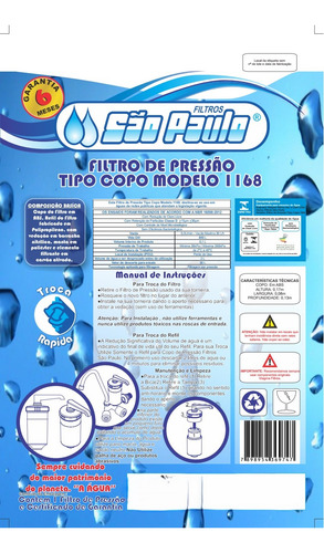 Filtro Copo Cromado Em Abs Com Refil Universal + 2 Refil