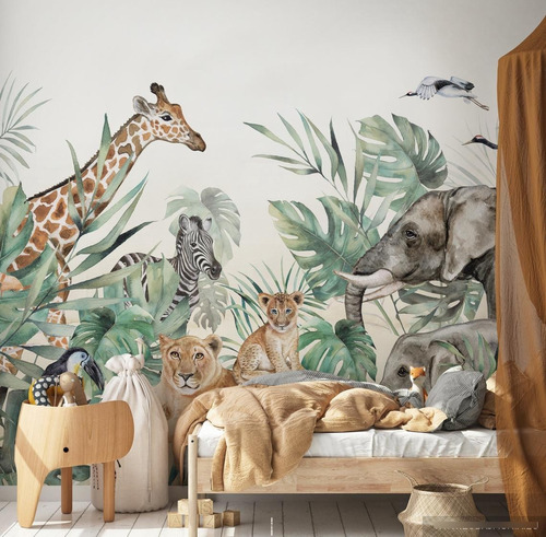 Murales Infantiles Vinilo Fotomural Selva Jungla Bosque A15