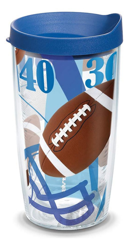 Football Yards Background Tumbler With Wrap And Blue Li...