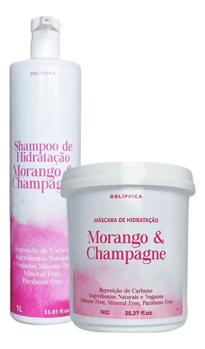 Kit Hidratação Morango & Champagne Vegano Obliphica Kaedo 1l