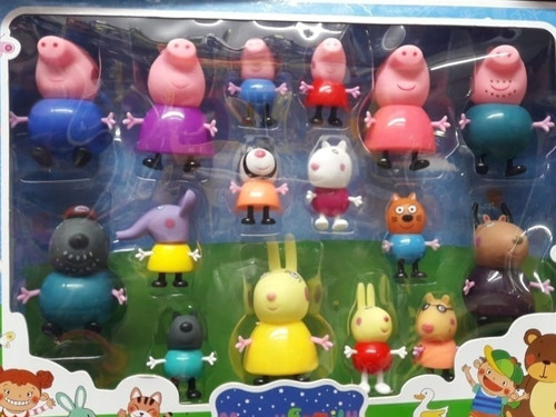 Peppa Pig & Familia Y Sus Amigos, Set X 16 Personajes Imp. 
