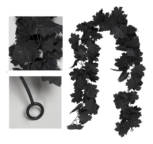 Guirnalda De Hojas De Arce, Hojas Negro Negro 170cm