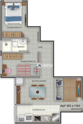 Imagem 3 de 7 de Apartamento Com 2 Dormitórios À Venda, 50 M² Por R$ 244.970,00 - Centro/ Guarani - Novo Hamburgo/rs - Ap2817