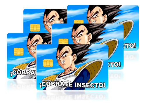 5 Stickers Vegeta Cobrate Insecto Tarjeta De Débito Crédito