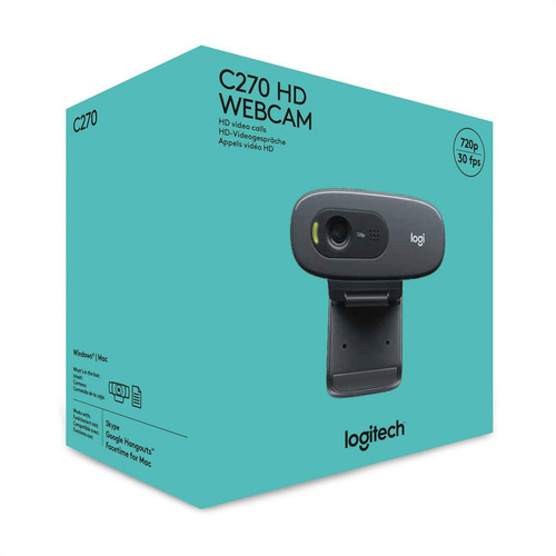 Cámara web Logitech C270 HD 30FPS color negro