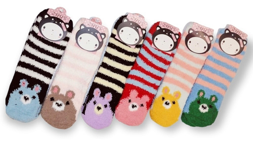 Calcetines De Peluche Termicos 6 Pares Moda 