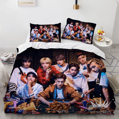 Funda De Edredón Stray Kids, Cama Individual De 3 Piezas