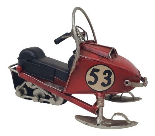 Moto Nieve Antigua Decorativa Metal Colección 16cm 2 Colores Color Moto Nieve Roja