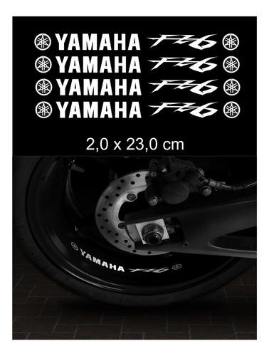 Kit Adesivos Interno Centro Roda Moto Yamaha Fz6 Ca-10074 Cor Branco Refletivo