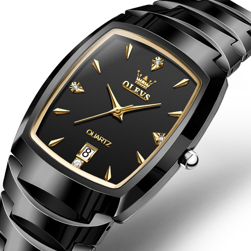 Relógios de quartzo de luxo Olevs Calender Diamond, cor da pulseira: preto