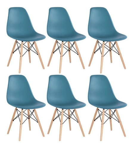 6 Cadeiras Charles Eames Wood Jantar Cozinha Dsw   Cores  Cor da estrutura da cadeira Turquesa
