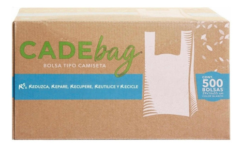 Bolsa De Plástico Biodegradable Cade Bag Tipo Camiseta 500pz