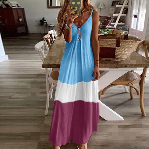 Vestido De Verano Para Mujer Tie-dye Playa, Maxi, Estilo Boh