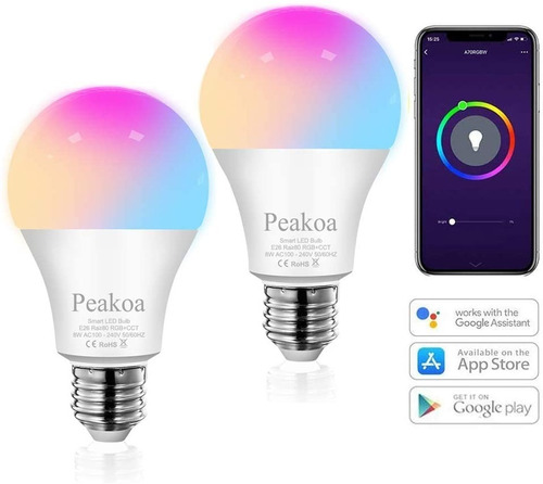Imagen 2 de 7 de Foco Led Inteligente Wifi Rgbcw De 9w Con Google Home Alexa