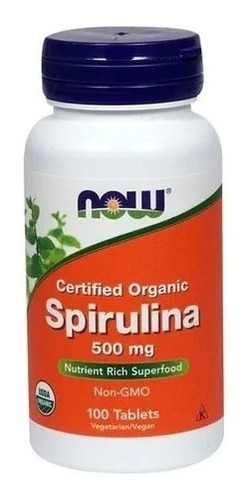 Espirulina Orgánica 500mg 100 Tabls Aporta Proteína Natural
