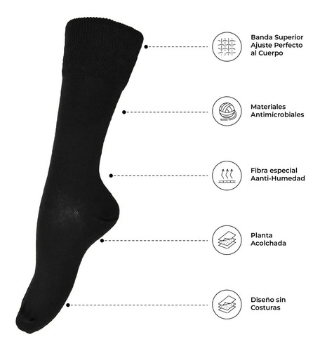 Imagen 3 de 7 de Calcetín Diabético Unisex Sin Costuras Algodon 3 Unidades
