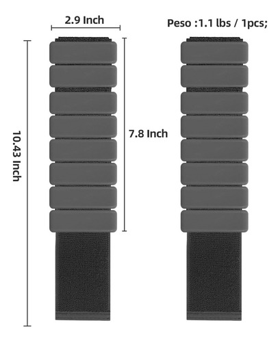 1kg Par Tobilleras Peso Muñequeras Pulsera Silicon Polainas