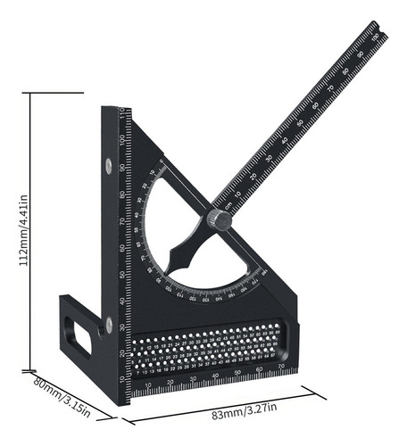 Regla De Medición Multiángulo 3d De Carpintero, Negro