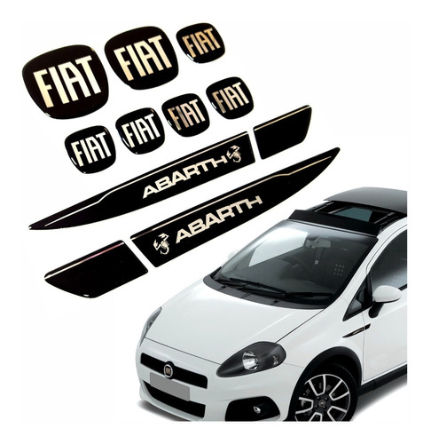 9  Emblemas Abarth Fiat Palio Adesivos Resinado Kit Res20