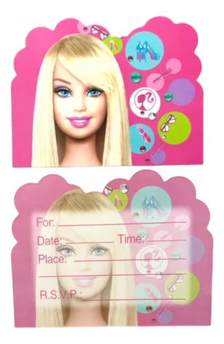 6 Invitaciones Para Fiesta Con Tematica De Barbie