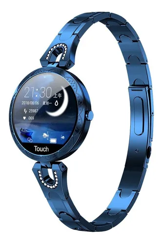 Smartwatch Para Mujer, Extensible Metálico Color Azul