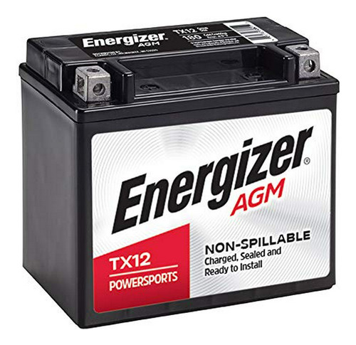 Energizer Tx12 - Batería Agm Negra Para Motocicleta Y Atv 12
