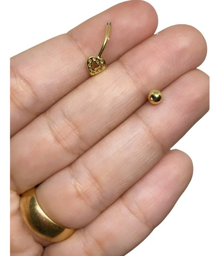 Piercing Intimo Genitál Umbigo Rook Coração Aço Cirúrgico Cor Dourado Coração