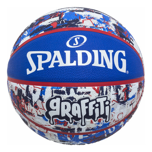 Balón de baloncesto Spalding Graffiti, color azul y blanco