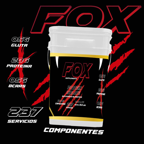 Proteína Whey Hidrolizada Isolate Fox 9kg Varios Sabores Capuchino
