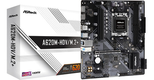 Placa-mãe Asrock A620-HDV/M.2+ Amd Am5 Ddr5 preta