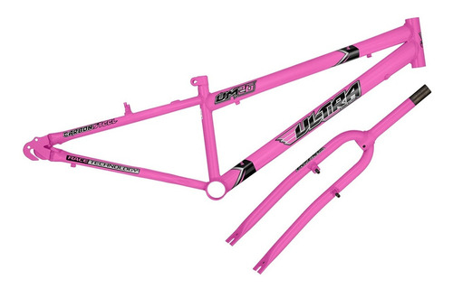 Quadro Aro 26 Ultra Bikes Em Aço Carbono Com Garfo Rebaixado Cor Rosa