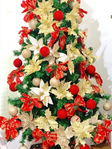 Arvore Natal Decorada 2,10m Vermelha Dourada 80 Enfeite 900h | Parcelamento sem juros Arvore Natal Decorada 2,10m Vermelha Dourada 80 Enfeite 900h | Parcelamento sem juros