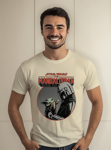 Playera Hombre Mandalorian Mando Retro Star Wars Algodon