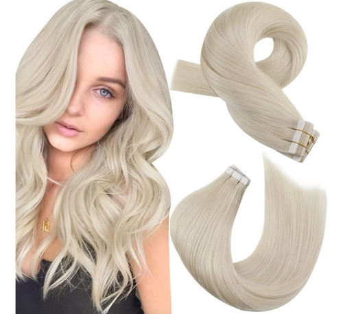 Moresoo - Extensiones De Cabello Color Rubio Platinado Con C