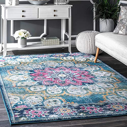 Nuloom Kiyoko Alfombra Vintage Floral, 4 'x 6', Turquesa