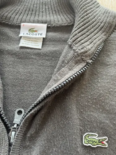 Sweater Lacoste Gris Con Cierre Usado Buzo (Usado)
