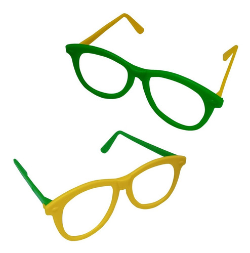 Imagem 1 de 4 de Óculos Nerd Verde E Amarelo - Kit 10 Unidades