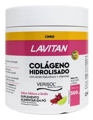 Colágeno Hidrolisado Verisol Lavitan 300g Hibisco E Limão