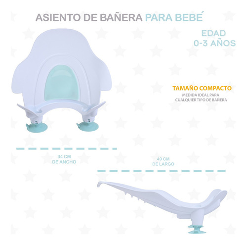 Soporte Bañera Tina Bebé Antideslizante Eke Color Verde claro Liso
