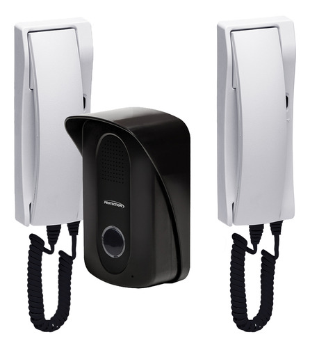 Porteiro Eletrônico Pt-270 Com Interfone Extensão Protection Cor Branco E Preto