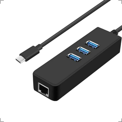 Hub Usb Tipo C Para 3 Portas Usb 3.0 C/ Rj45