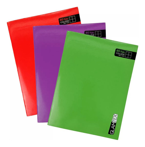 Cuaderno College, 80hjs Matematicas 7mm, 8 Uni Colores Glam