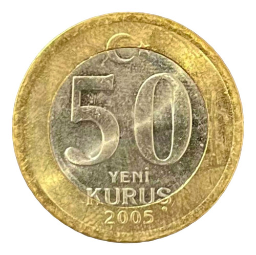 Turquia - 50 New Kurus - Bimetalica - Año 2005 - Km #1168 